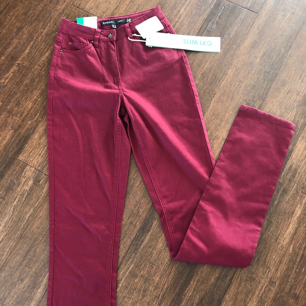 Long Tall Sally burgundy slim leg jeans